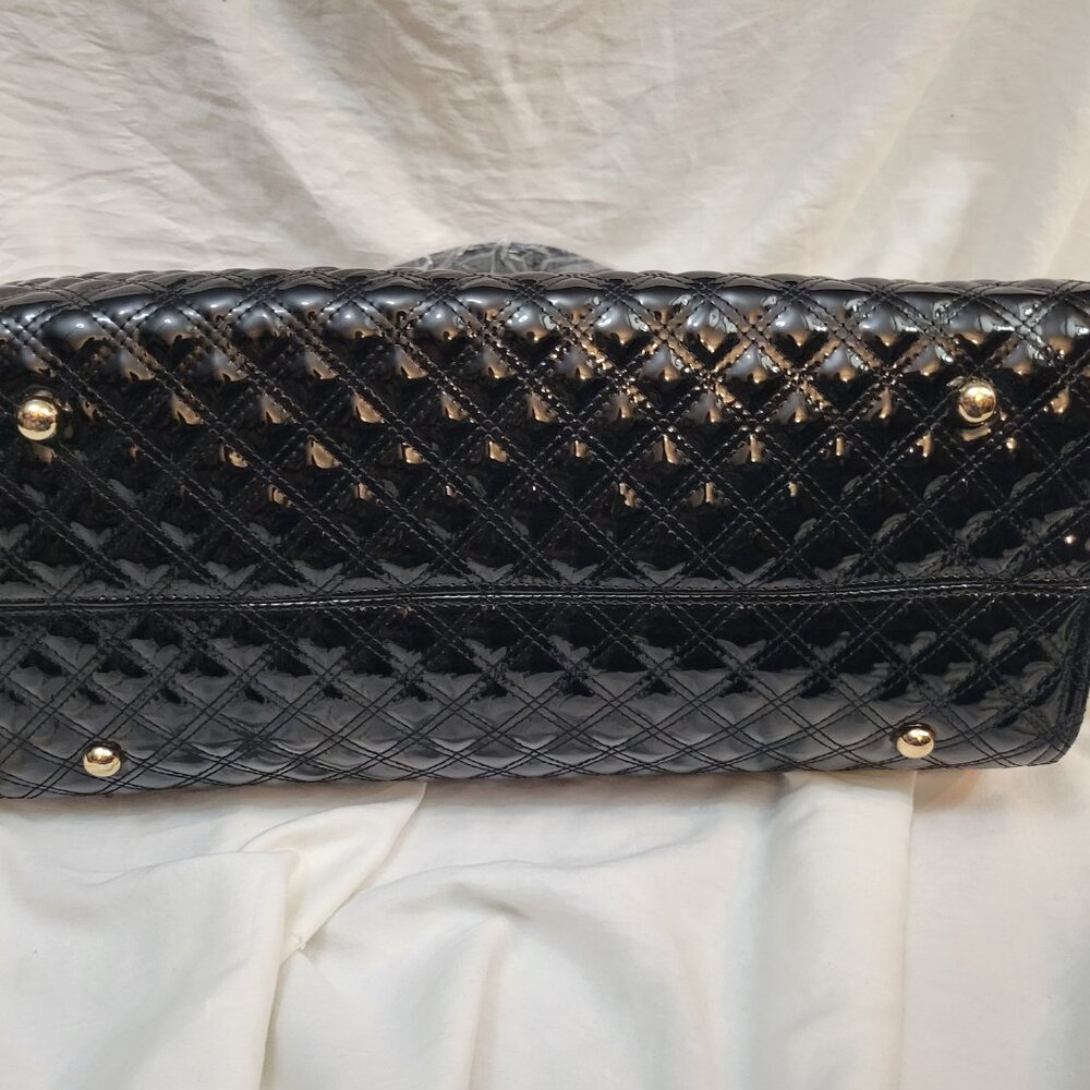 Caroline Hill Melissa Black Patent Leather Tote Handbag - Picture 9 of 11